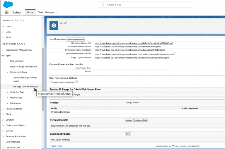 connected apps manage profiles