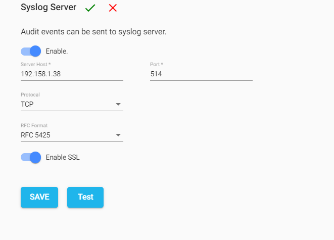 Syslog server audit integration